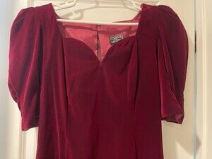 Cachet by Bari Protas Dress Sz 8/9/10 Vintage Red/Burgundy /Red Velvet USA